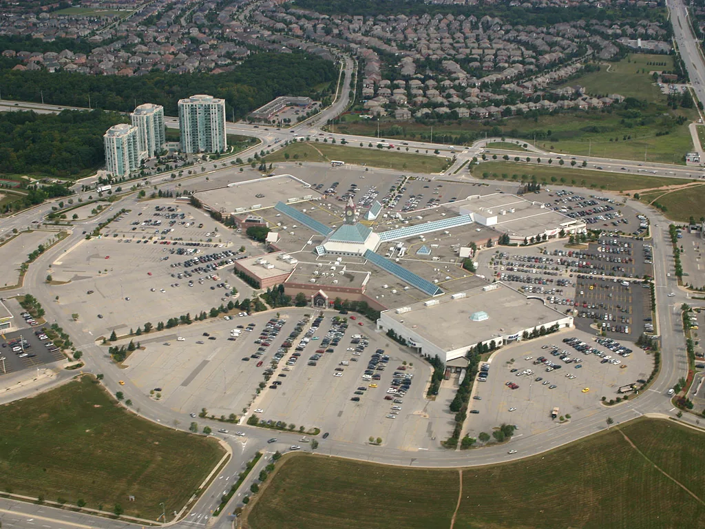 Aerial view of Erin Mills Town Centre in Mississauga